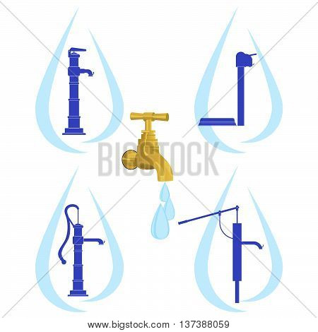 Set of icons with standpipes. The illustration on a white background.