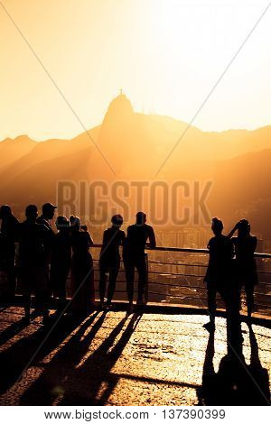 Tourists Silhouettes On A Pao Do Asucar