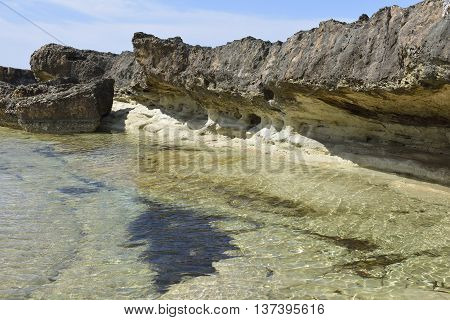 Tidal Lagoon & Eroded Rocks Cape Drepano Agios Georgios Cyprus