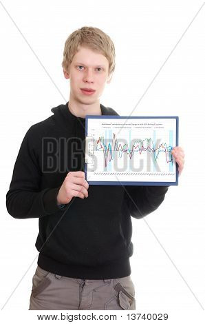 jonge man houdt een Klembord