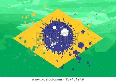 Brazil flag formed by spots of paint vector illustration