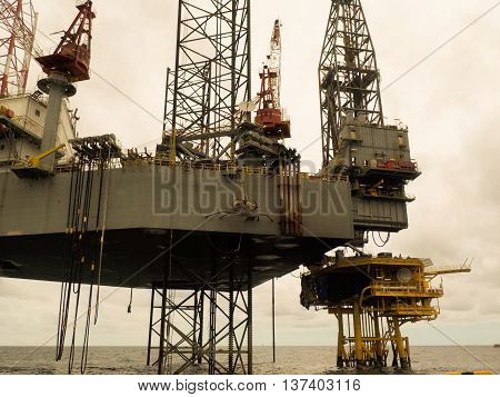 Offshore construction platform for production oil and gas, Oil and gas industry and hard work,Production platform and operation process by manual and auto function.