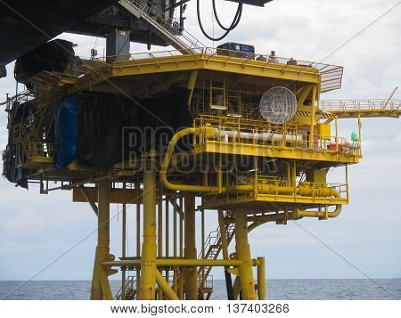 Offshore Construction Platform For Production Oil And Gas, Oil And Gas Industry And Hard Work, Produ