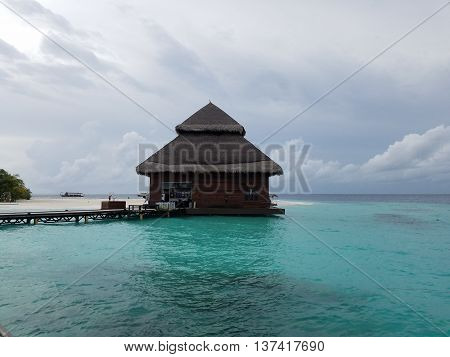 Maldives Resort Island raw image of beach and water Bungalow