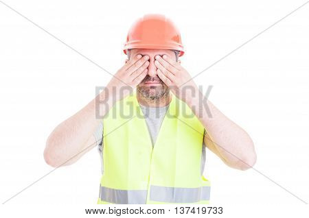 See No Evil Concept With Attractive Male Constructor