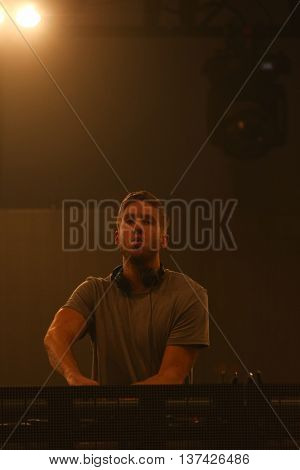 HOLLYWOOD, CA-OCT 24: DJ Calvin Harris performs onstage during CBS RADIOs third annual We Can Survive, presented by Chrysler, at the Hollywood Bowl on October 24, 2015 in Hollywood, California.