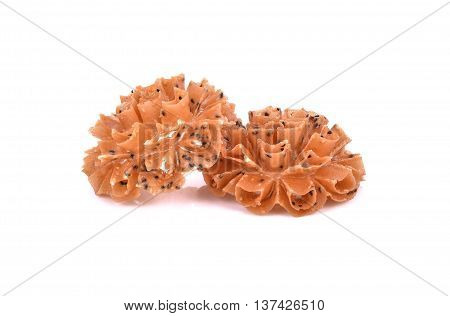 Crispy lotus blossom cookieThai cookies isolate on white background