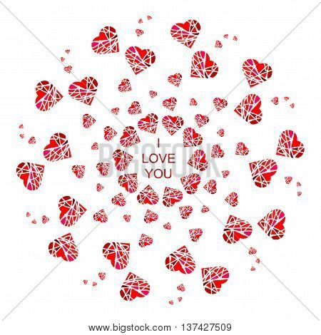Abstract mandala with hearts for picture cards badges or gift cards