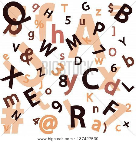 Background with a set of letters and numbers with neutral colors