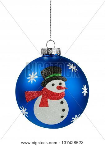Snowman Christmas ball isolated on the white background
