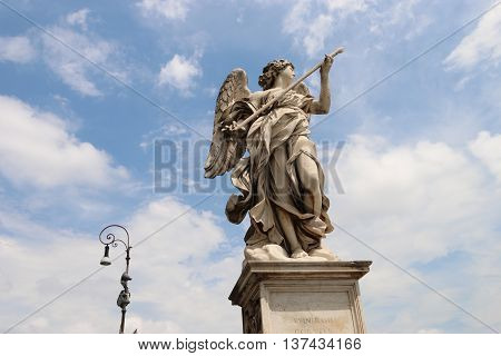angel statue of the Ancient bridge on Tiber river 