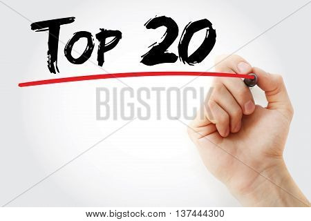 Hand Writing Top 20 With Marker