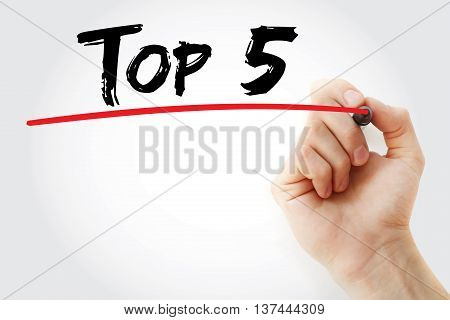 Hand Writing Top 5 With Marker