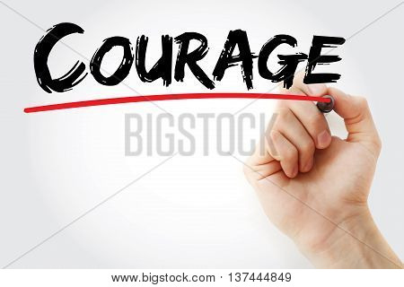 Hand Writing Courage With Marker