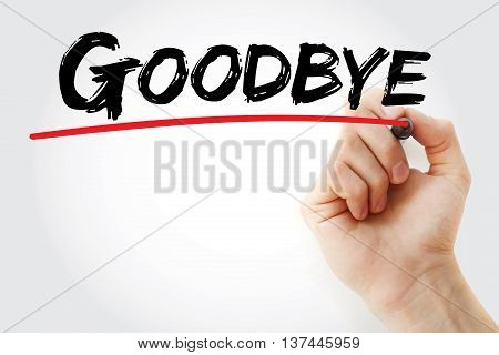 Hand Writing Goodbye With Marker