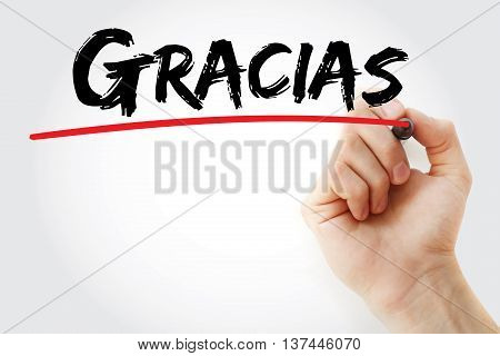 Hand Writing Gracias (thank You In Spanish)