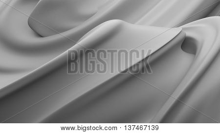 3d rendering abstract white surface. Wrinkled surface. Twisted 3d rendering surface.