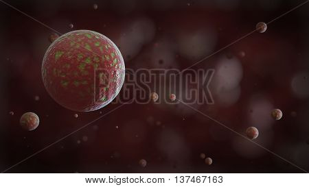 3d rendering bacteria virus or germs microorganism cells under microscope. High Quality 3D Render