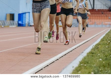 run girls 800 meters at stadium during athletics competitions