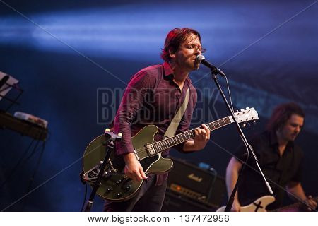 Rimetea (Torocko), Romania - July 3, 2016: The Kiscsillag hungarian band performing at the Doublerise festival, the first multi art festival from Transylvania on July 3, 2016 