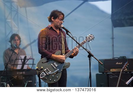 Rimetea (Torocko), Romania - July 3, 2016: The Kiscsillag hungarian band performing at the Doublerise festival, the first multi art festival from Transylvania on July 3, 2016 