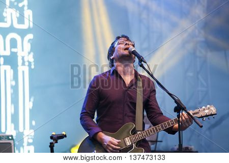 Rimetea (Torocko), Romania - July 3, 2016: The Kiscsillag hungarian band performing at the Doublerise festival, the first multi art festival from Transylvania on July 3, 2016 