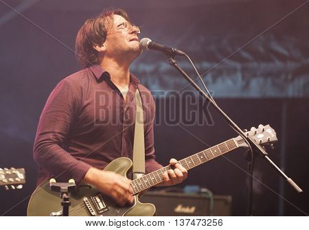Rimetea (Torocko), Romania - July 3, 2016: The Kiscsillag hungarian band performing at the Doublerise festival, the first multi art festival from Transylvania on July 3, 2016 