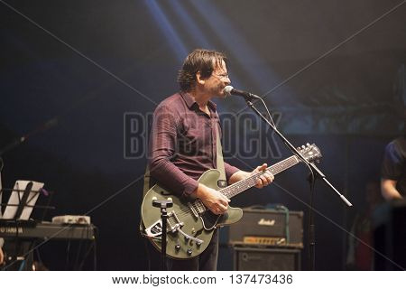 Rimetea (Torocko), Romania - July 3, 2016: The Kiscsillag hungarian band performing at the Doublerise festival, the first multi art festival from Transylvania on July 3, 2016 