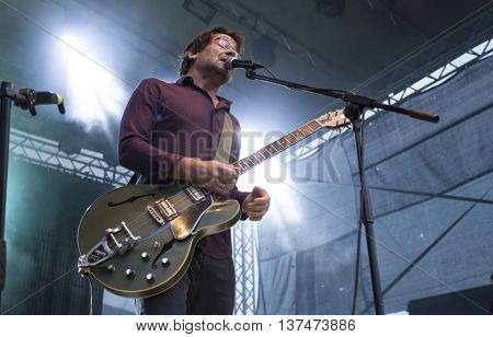 Rimetea (Torocko), Romania - July 3, 2016: The Kiscsillag hungarian band performing at the Doublerise festival, the first multi art festival from Transylvania on July 3, 2016 