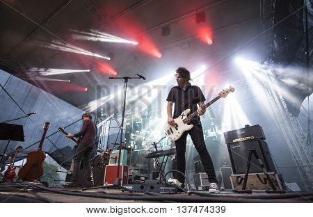Rimetea (Torocko), Romania - July 3, 2016: The Kiscsillag hungarian band performing at the Doublerise festival, the first multi art festival from Transylvania on July 3, 2016 