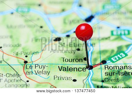 Valence pinned on a map of France