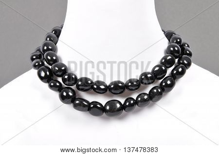Rock Crystal And Snowflake Obsidian Chain On Bust