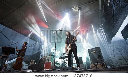 Rimetea (Torocko), Romania - July 3, 2016: The Kiscsillag hungarian band performing at the Doublerise festival, the first multi art festival from Transylvania on July 3, 2016 