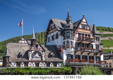 Historic hotel in Assmannshausen in the Rheingau Hesse Germany