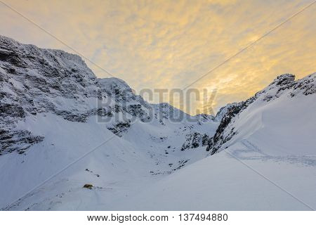beautiful sunset in the Fagaras Mountains Romania