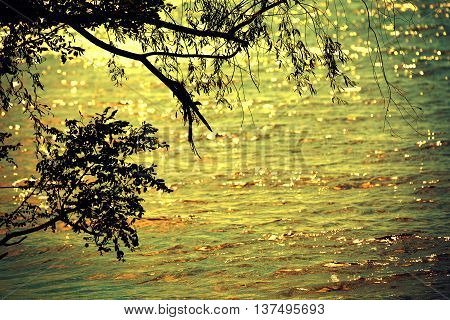 Beautiful blazing sunset landscape at black sea