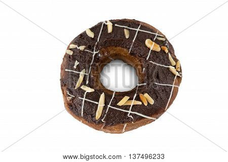 A chocolate donut isolated on white background