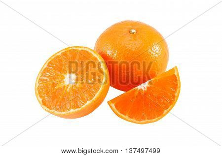 Fresh mandarin orange isolated on white background.