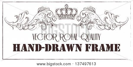 Premium vintage baroque frame scroll ornament engraving border floral retro pattern antique style acanthus foliage swirl decorative design element filigree calligraphy.