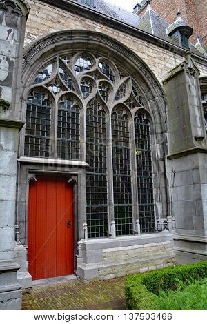 Middelburg The Netherland Abbey Stained Glass Red Door