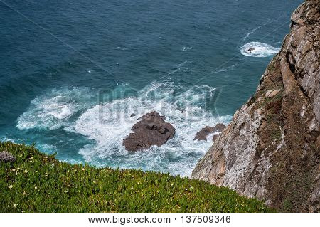mountain sky rock wave water sea white blue
