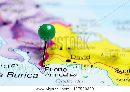 Puerto Armuelles pinned on a map of Panama