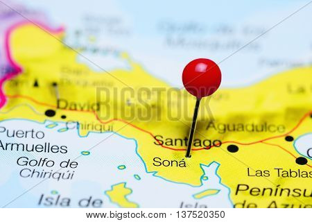 Sona pinned on a map of Panama