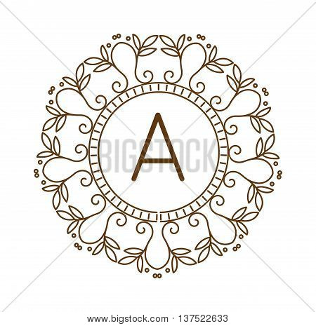 Vector sign monogram logo and badge emblem line art vector illustration. Emblem monogram luxury badge logo template flourishes calligraphic elegant ornament line vector