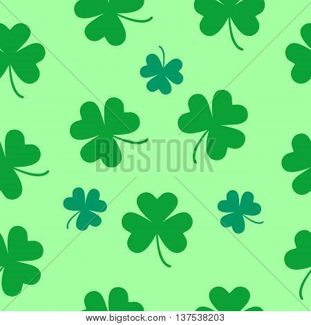 St Patrick's Day Clover seamless pattern. Illustration for lucky spring design with shamrock. Green clover isolated on white background. Ireland symbol pattern. Irish decor for web site.