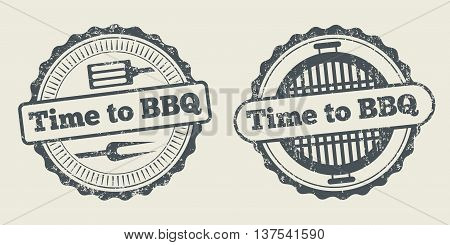 Barbecue and grill label steak house restaurant menu design vector element. Stamp barbecue and badge for barbecue menu illustration