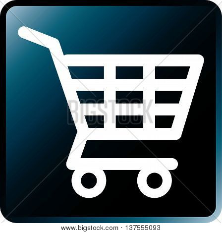 Vector Shopping Cart Icon White on CyanBlack