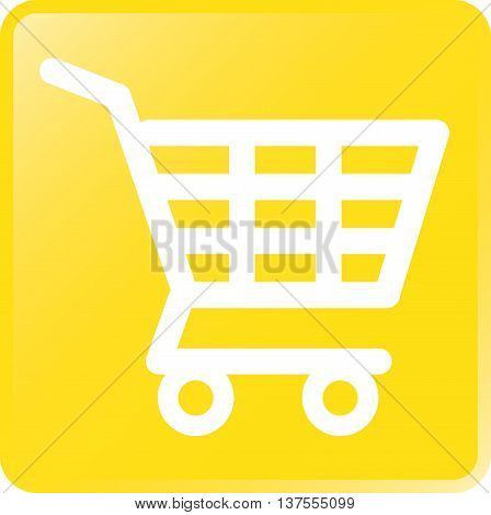 Vector Shopping Cart Icon White on Yellow