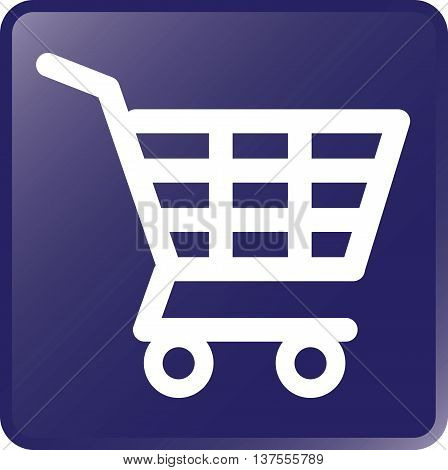 Vector Shopping Cart Icon White on Violet