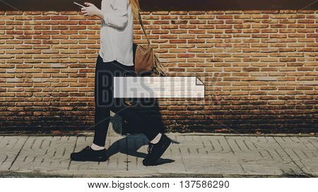 Female Streetwalk Outdoors Banner Graphic Concept
